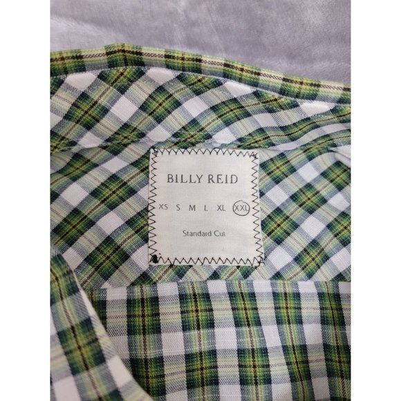 Billy Reid Shirt Mens XXL‎ 2XL Long Sleeve Button Up Standard Cut Plaid Green - Picture 5 of 7